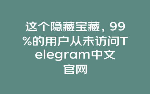 这个隐藏宝藏，99%的用户从未访问Telegram中文官网 一